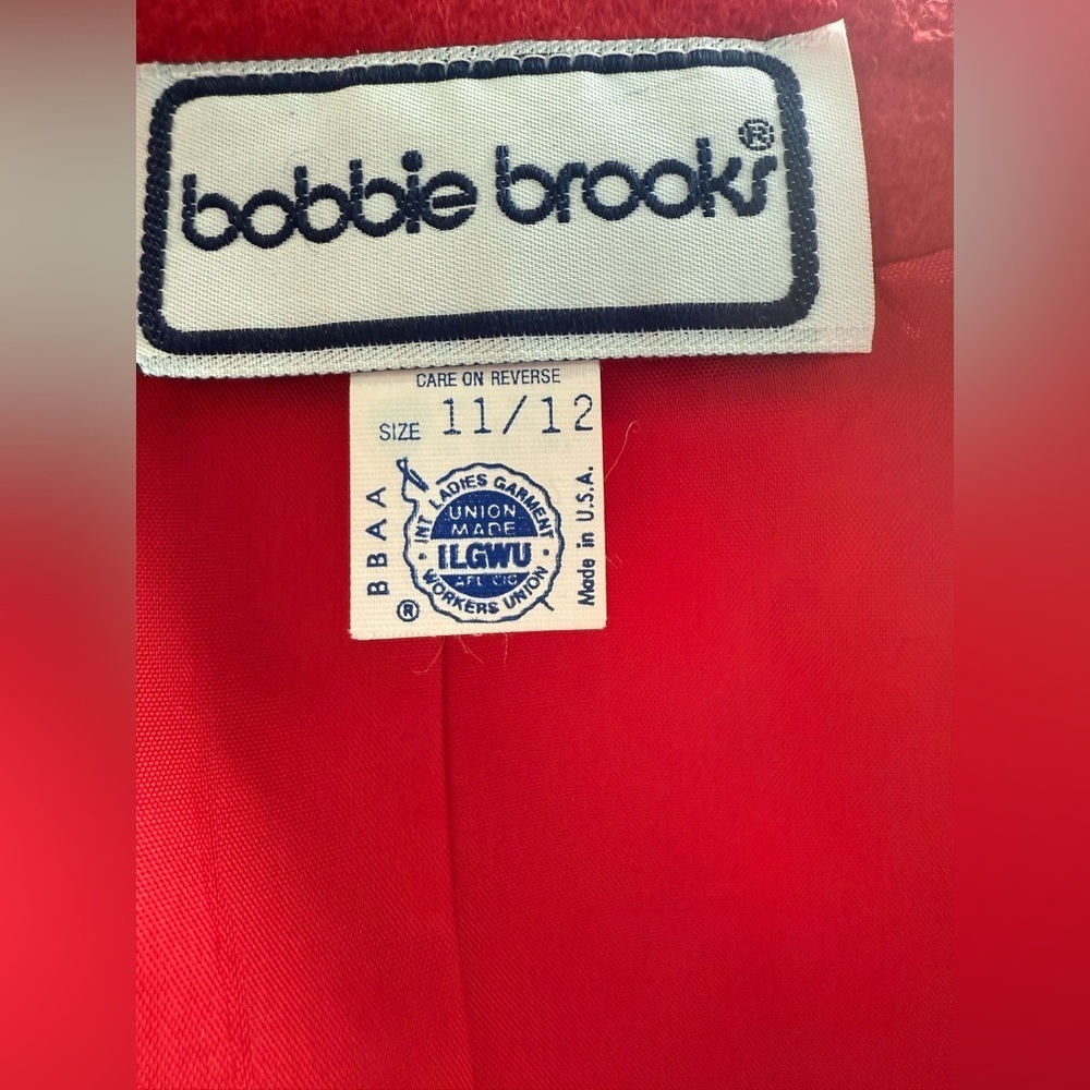 Vintage Bobbie Brooks Red Cropped Blazer Jacket Size 11/12 – Union Made (ILGWU) - Picture 3 of 7